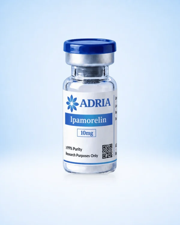 Ipamorelin research-use-only product vial from Adria Science
