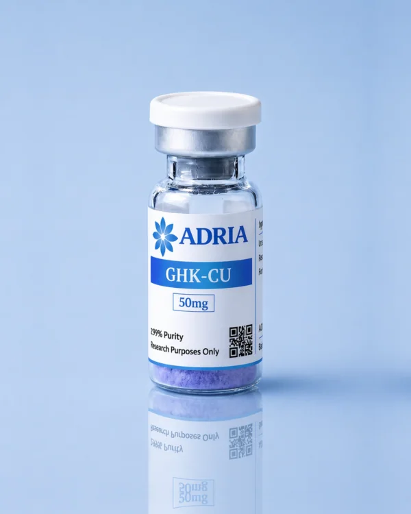 GHK-CU research-use-only product vial from Adria Peptides