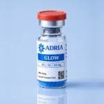 GLOW research-use-only product vial from Adria Peptides