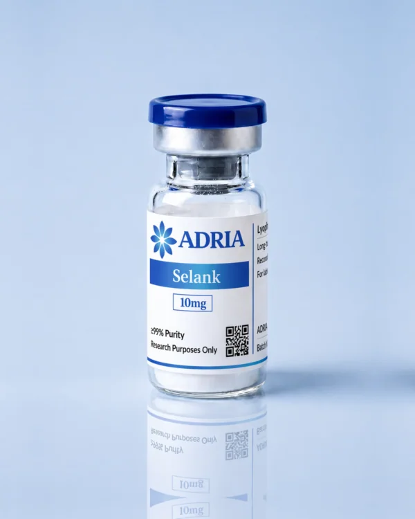 selank-10mg-main-normalized Selank research-use-only product vial from Adria Peptides