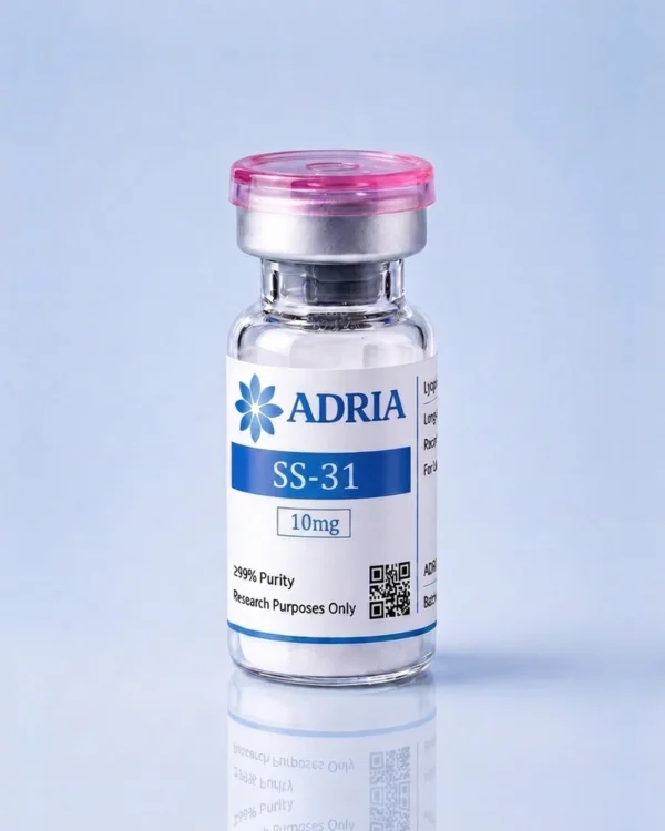 ss-31-10mg-main-normalized SS-31 research-use-only product vial from Adria Peptides