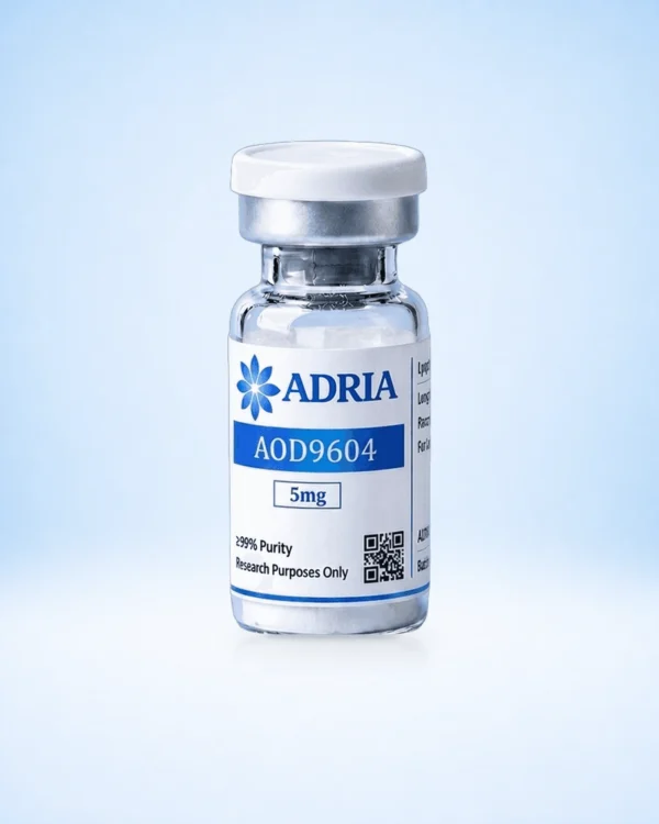 AOD9604 - standardized catalog image v2 AOD9604 5mg research peptide vial