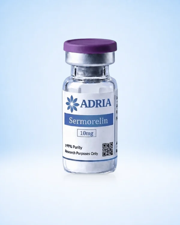 Sermorelin research-use-only product vial from Adria Science