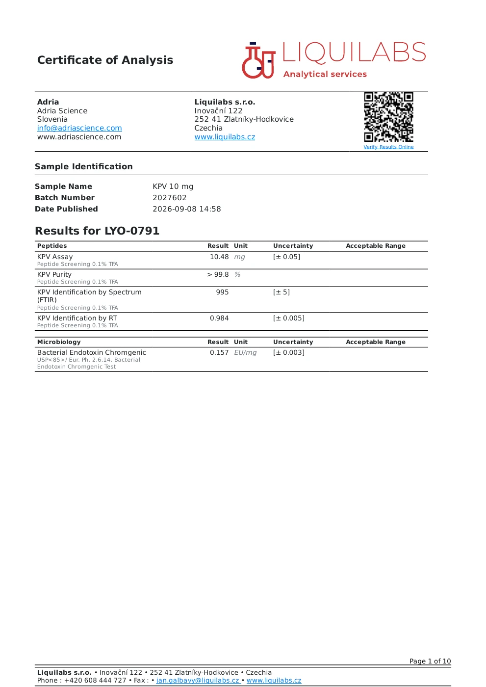 Certificate preview for 10mg
